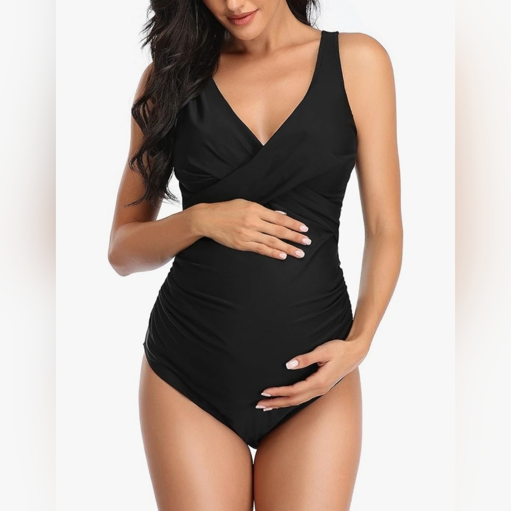 SUMMERSUNSHINE Maternity One Piece Swimwear Front Cross Pregnancy Swimsuit